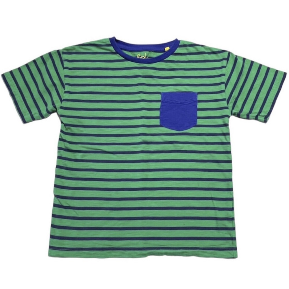 Boden green & blue striped short sleeve pocket tee 6/7 years